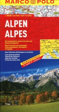 Alpy. Mapa Marco Polo (w skali - zdjęcie reprintu, mapy