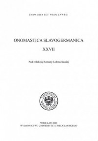 Onomastica Slavogermanica XXVII - okładka książki