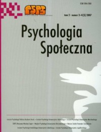 Psychologia Społeczna nr (3-4)/2007. - okładka książki