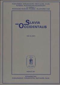 Slavia Occidentalis 64/2007 - okładka książki