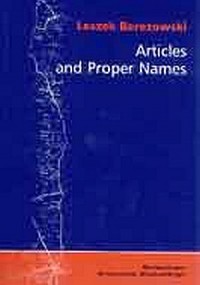 Articles and Proper Names - okładka książki