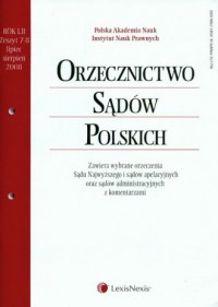 Orzecznictwo Sądów Polskich 2008/07 - okładka książki