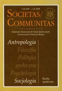 Societas Communitas 2009/01 - okładka książki
