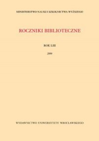 Roczniki Biblioteczne LIII/2009 - okładka książki