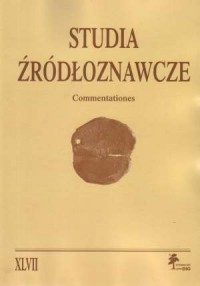 Studia Źródłoznawcze. Tom XLVII - okładka książki