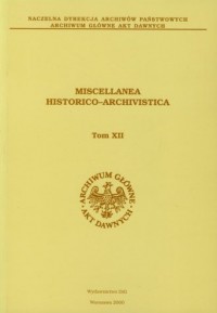 Miscellanea Historico Archivistica. - okładka książki