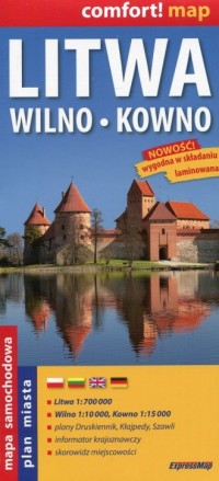 Litwa, Wilno, Kowno (mapa samochodowa - okładka książki