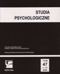 Studia Psychologiczne. Tom 47. - okładka książki