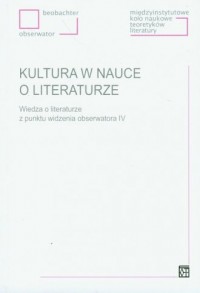 Kultura w nauce o literaturze - okładka książki