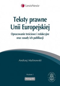 Teksty prawne Unii Europejskiej - okładka książki