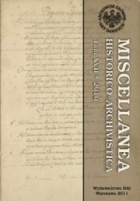 Miscellanea Historico-Archivistica, - okładka książki
