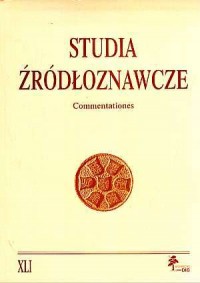 Studia Źródłoznawcze. Tom XLI - okładka książki