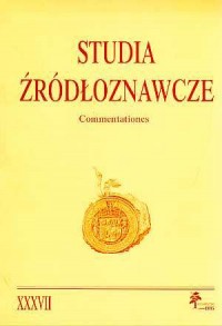 Studia Źródłoznawcze. Tom XXXVII - okładka książki