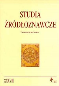 Studia Źródłoznawcze. Tom XXXVIII - okładka książki