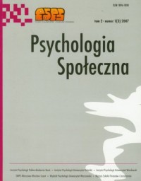 Psychologia Społeczna nr 1(3)/2007. - okładka książki