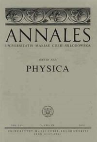 Annales UMCS, sec. AAA (Physica), - okładka książki