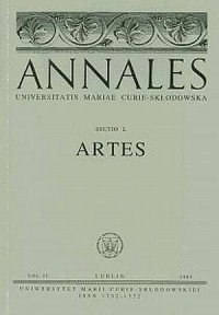 Annales UMCS, sec. L (Artes), vol. - okładka książki