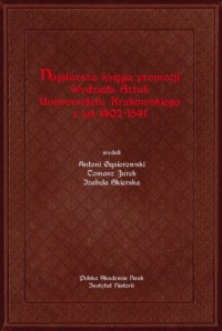 Najstarsza księga promocji Wydziału - okładka książki