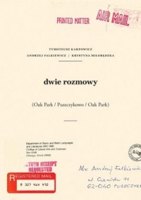 Dwie rozmowy - okładka książki