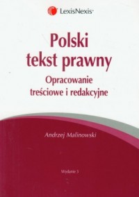 Polski tekst prawny. Opracowanie - okładka książki