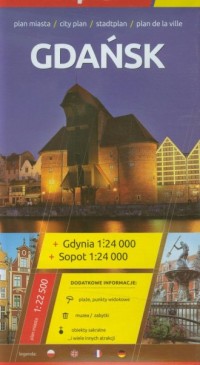 Gdańsk. Foliowany plan miasta (skala - okładka książki