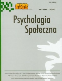 Psychologia Społeczna nr 1(24)/2012. - okładka książki
