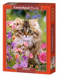 Kot wśród kwiatów (puzzle - 1500 - zdjęcie zabawki, gry