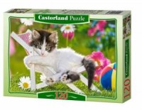 Kotek na leżaku (puzzle kartonowe - zdjęcie zabawki, gry