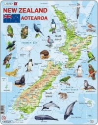 Nowa Zelandia. Mapa ze zwierzętami - zdjęcie zabawki, gry