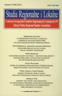 Studia Regionalne i Lokalne 3/2012 - okładka książki