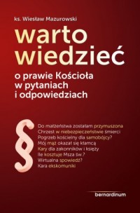 Warto wiedzieć - o prawie Kościoła - okładka książki