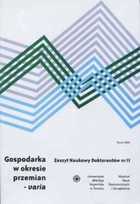 Gospodarka w okresie przemian - - okładka książki