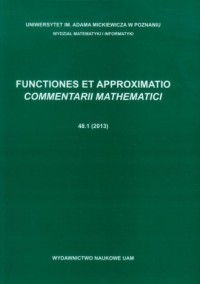 Functiones et approximatio 48.1. - okładka książki