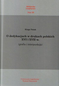 O dedykacjach w drukach polskich - okładka książki
