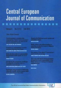 Central European Journal of Communication - okładka książki