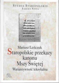Staropolskie przekazy kanonu Mszy - okładka książki
