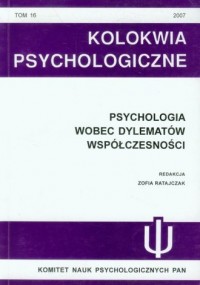 Kolokwia Psychologiczne nr 16/2007. - okładka książki