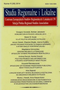 Studia Regionalne i Lokalne 4/2014 - okładka książki
