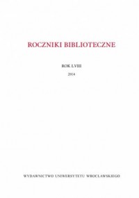 Roczniki Biblioteczne LVIII/2014 - okładka książki