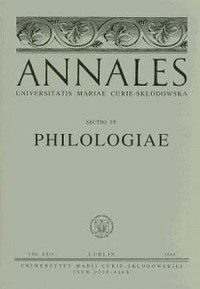 Annales UMCS, sec. FF (Philologiae), - okładka książki