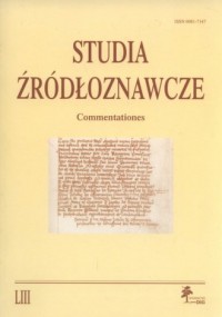 Studia Źródłoznawcze. Tom LIII - okładka książki