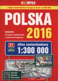 Atlas samochodowy Polska 2016 (skala - okładka książki