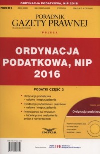 Ordynacja podatkowa, NIP 2016. - okładka książki
