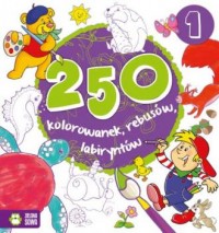 250 kolorowanek łamigłówek rebusów - okładka książki