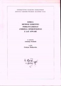 Księga metryki koronnej podkanclerzego - okładka książki