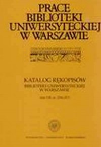 Prace BUW, poz. 28. Katalog rękopisów - okładka książki