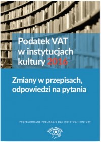 Podatek VAT w instytucjach kultury - okładka książki