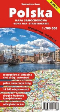 Polska mapa samochodowa foliowana - okładka książki