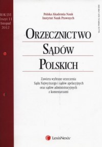 Orzecznictwo Sądów Polskich 11/2012 - okładka książki