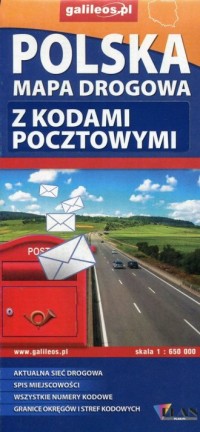 Polska mapa drogowa z kodami pocztowymi - okładka książki
